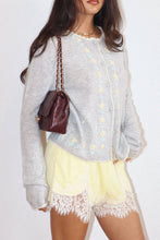 Load image into Gallery viewer, Daisy Embroidered Knit Cardigan in Grey