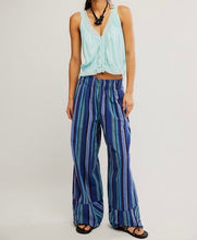 Load image into Gallery viewer, Day’s End Linen Striped Pull-On Pant in Navy Combo