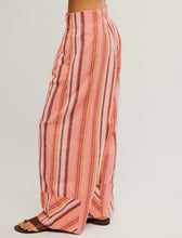 Load image into Gallery viewer, Day’s End Linen Striped Pull-On Pant in Soft Coral Combo