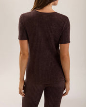 Load image into Gallery viewer, CozyChic Ultra Lite Scallop Rib Short Sleeve in Umber