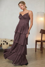 Load image into Gallery viewer, Cami Tiered Maxi Dress in Brown Polka Dot