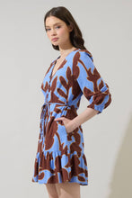 Load image into Gallery viewer, Briley Floral Shift Mini Dress in Brown & Blue Combo