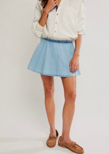 Load image into Gallery viewer, Paradise Found Denim Mini Skort in Capri Blue