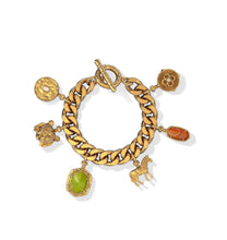 Load image into Gallery viewer, Raina Vintage Gold Charm Bracelet in Multi Mix M/L