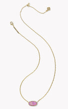 Load image into Gallery viewer, Kendra Scott Elisa Pave Frame Gold Necklace in Pink Opalescent