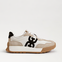 Load image into Gallery viewer, Langley Lace Up Sneaker in White, Tan & Black Suede