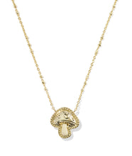 Load image into Gallery viewer, Mushroom Gold Short Pendant Necklace in Brown Mix