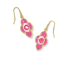 Load image into Gallery viewer, Kendra Scott Abbie Medallion Small Gold Drop Earring in Hot Pink Mix