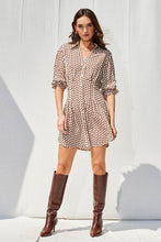 Load image into Gallery viewer, Printed Shirt Dress in Brown