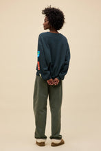 Load image into Gallery viewer, Ski Patch & Pass Collector Oversized Crew Sweatshirt in Washed Black