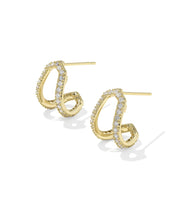 Load image into Gallery viewer, Kendra Scott Daphne Pave Gold Huggie Earring in White CZ