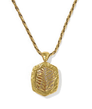 Load image into Gallery viewer, Tiger Striped Daphne Vintage Gold Small Long Pendant Necklace in Orange Banded Agate