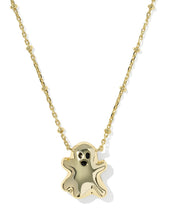 Load image into Gallery viewer, Ghost Gold Short Pendant Necklace in White Glow in the Dark Glass