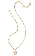Load image into Gallery viewer, Kendra Scott Daphne Gold Pave Frame Necklace in Rose Quartz
