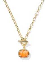 Load image into Gallery viewer, Kendra Scott Pumpkin Gold Link Chain Necklace in Orange Mother of Pearl