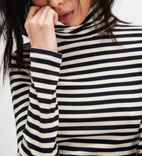 Load image into Gallery viewer, Good Good Stripe Turtleneck Top in Black