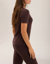 Load image into Gallery viewer, CozyChic Ultra Lite Scallop Rib Short Sleeve in Umber
