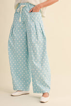 Load image into Gallery viewer, Polka Dot Pleated Barrel Pants in Sky Blue