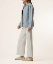 Load image into Gallery viewer, Ellie Stripe Denim Jacket in Indigo & White