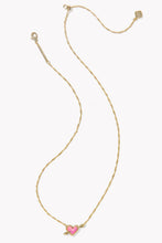 Load image into Gallery viewer, Kendra Scott Ari Heart Arrow Gold Pendant Necklace in Pink Opalescent