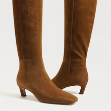 Load image into Gallery viewer, Perla Wide Calf Knee High Boot in Warm Nutmeg Suede