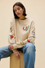 Load image into Gallery viewer, Western Patches Oversized Crew Sweatshirt in Sand