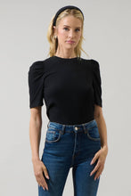 Load image into Gallery viewer, Bertha Knit Ruched Top in Black