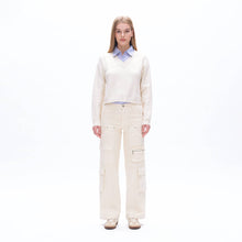 Load image into Gallery viewer, Mid Rise Cargo Pant in Off White