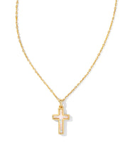 Load image into Gallery viewer, Kendra Scott Cross Pendant Necklace in White Lab Grown Opal