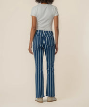 Load image into Gallery viewer, Kelsey High Rise Ankle Flare in Indigo & White