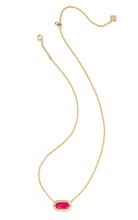 Load image into Gallery viewer, Kendra Scott Elisa Bezel Gold Pendant Necklace in Carmine Red Illusion