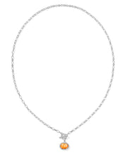 Load image into Gallery viewer, Kendra Scott Pumpkin Silver Chain Link Necklace in Orange Mother of Pearl