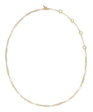 Load image into Gallery viewer, Courtney Gold Paperclip Link Necklace in White Enamel