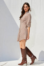 Load image into Gallery viewer, Printed Shirt Dress in Brown