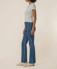 Load image into Gallery viewer, Kelsey High Rise Ankle Flare in Indigo & White