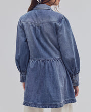 Load image into Gallery viewer, Marris Denim Mini Dress in Washed Mid Blue Wash