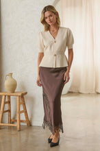 Load image into Gallery viewer, Lacey Midi Skirt in Brown