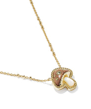 Load image into Gallery viewer, Mushroom Gold Short Pendant Necklace in Brown Mix