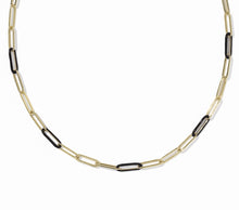 Load image into Gallery viewer, Courtney Gold Paperclip Link Necklace in Black Enamel