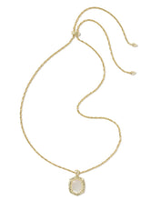 Load image into Gallery viewer, Tiger Striped Daphne Gold Small Long Pendant Necklace in Natural Mother of Pearl