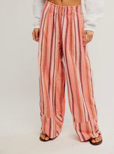 Load image into Gallery viewer, Day’s End Linen Striped Pull-On Pant in Soft Coral Combo