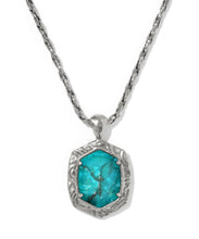 Load image into Gallery viewer, Tiger Striped Daphne Vintage Silver Small Long Pendant Necklace in Blue Marble
