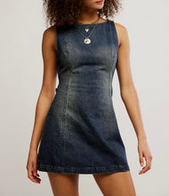 Load image into Gallery viewer, Atlas Denim Mini Dress in Vintage Indigo