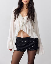 Load image into Gallery viewer, Low Rider Studded Suede Wrap Short in Black