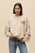 Load image into Gallery viewer, Western Patches Oversized Crew Sweatshirt in Sand