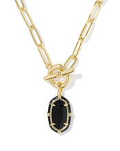 Load image into Gallery viewer, Elisa Gold Enamel Link and Chain Necklace in Black Agate