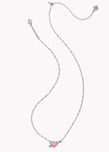 Load image into Gallery viewer, Kendra Scott Ari Heart Arrow Silver Pendant Necklace in Pink Opalescent