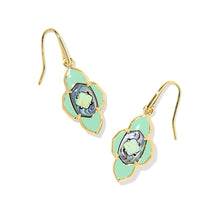 Load image into Gallery viewer, Kendra Scott Abbie Medallion Small Gold Drop Earring in Abalone Sea Green Mix