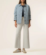 Load image into Gallery viewer, Ellie Stripe Denim Jacket in Indigo & White