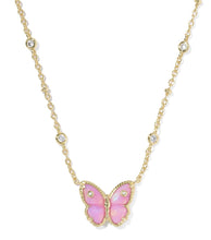 Load image into Gallery viewer, Kendra Scott Cailey Butterfly Gold Short Pendant Necklace in Pink Opalescent Resin